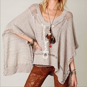 Oversized FP Poncho Sweater Kona Pointell Sz Small